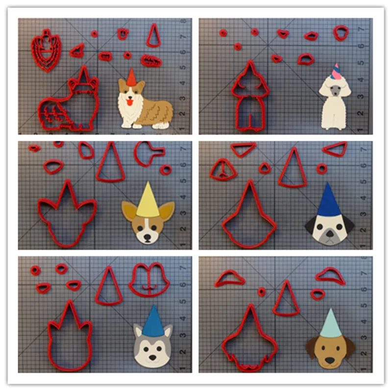 

Симпатичное животное в форме собаки на день рождения Чихуахуа корги Хаски мопса 3D печатная Пластиковая форма для игры теста печенье резаки