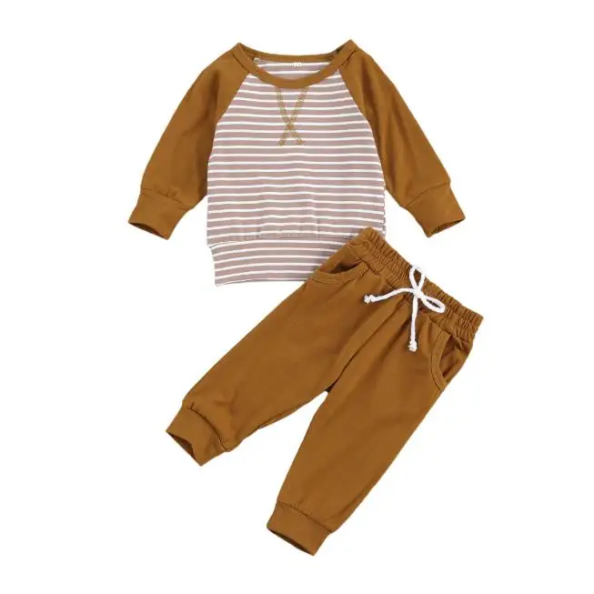 

Toddler Kid Baby Clothes Sets Long Sleeve Striped Patchwork Tops Pants 2pcs Casual Baby Boys Casual Clothing