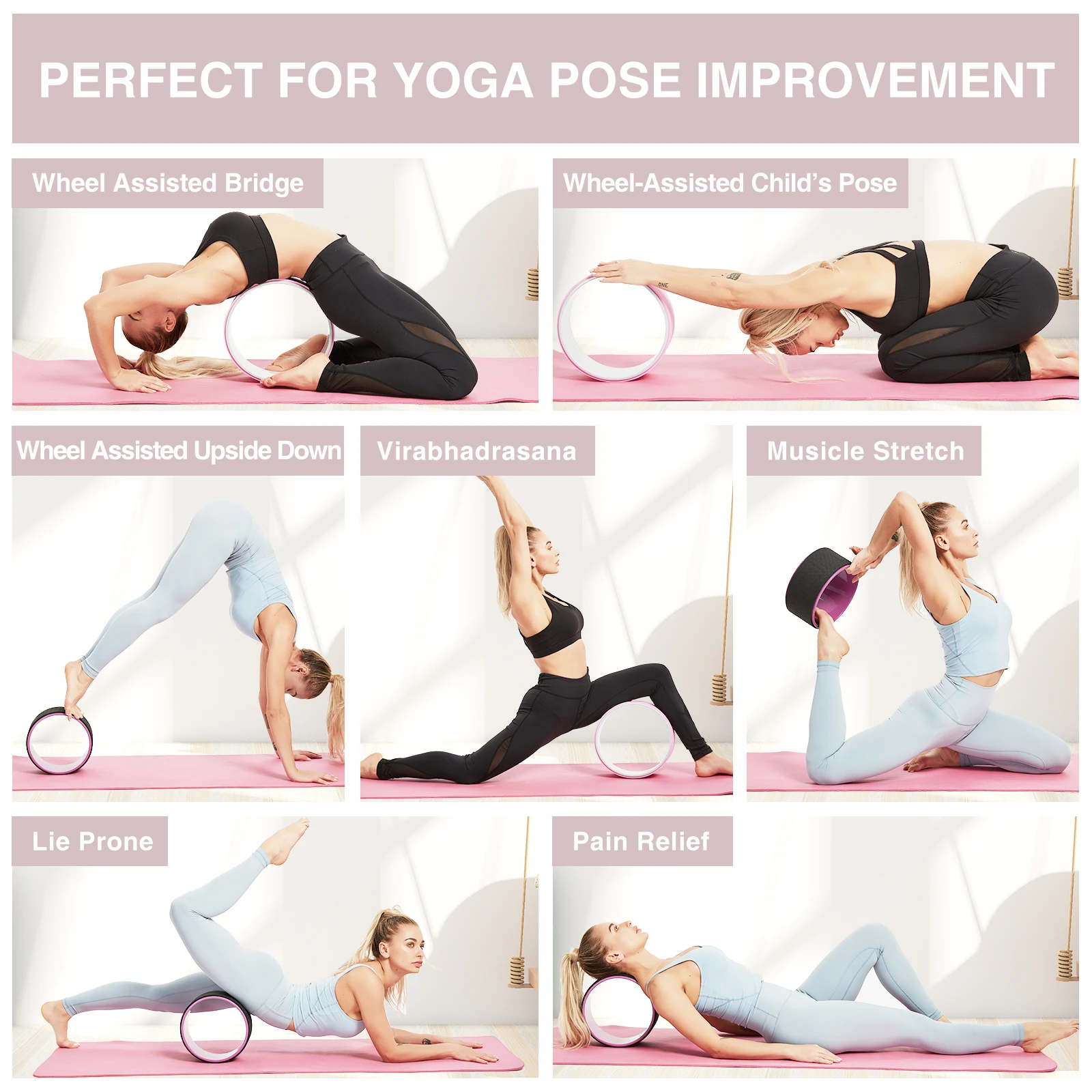 

Yoga Wheel Pilates Circle Fitness Back Roller Faom Training Tool Gym Workout Accessories Pilates Ring Back Stretcher Equipment