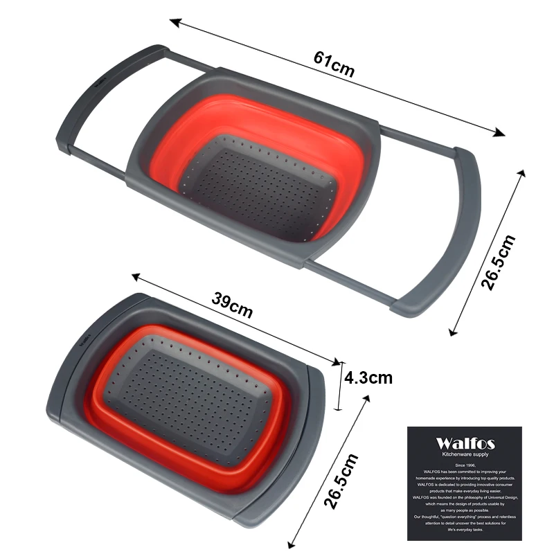 WALFOS 1 шт. кухонный складной силиконовый фильтр для дуршлага корзина раковины