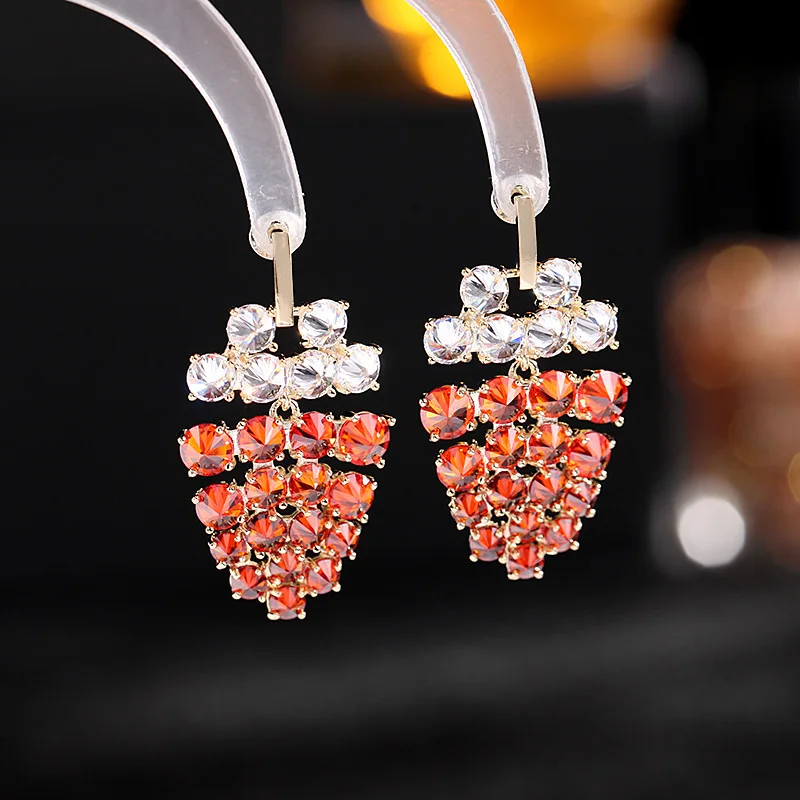 

AJC Women's earrings with micro - inset colored zircon earrings with summer fashion fruit grape charm earrings