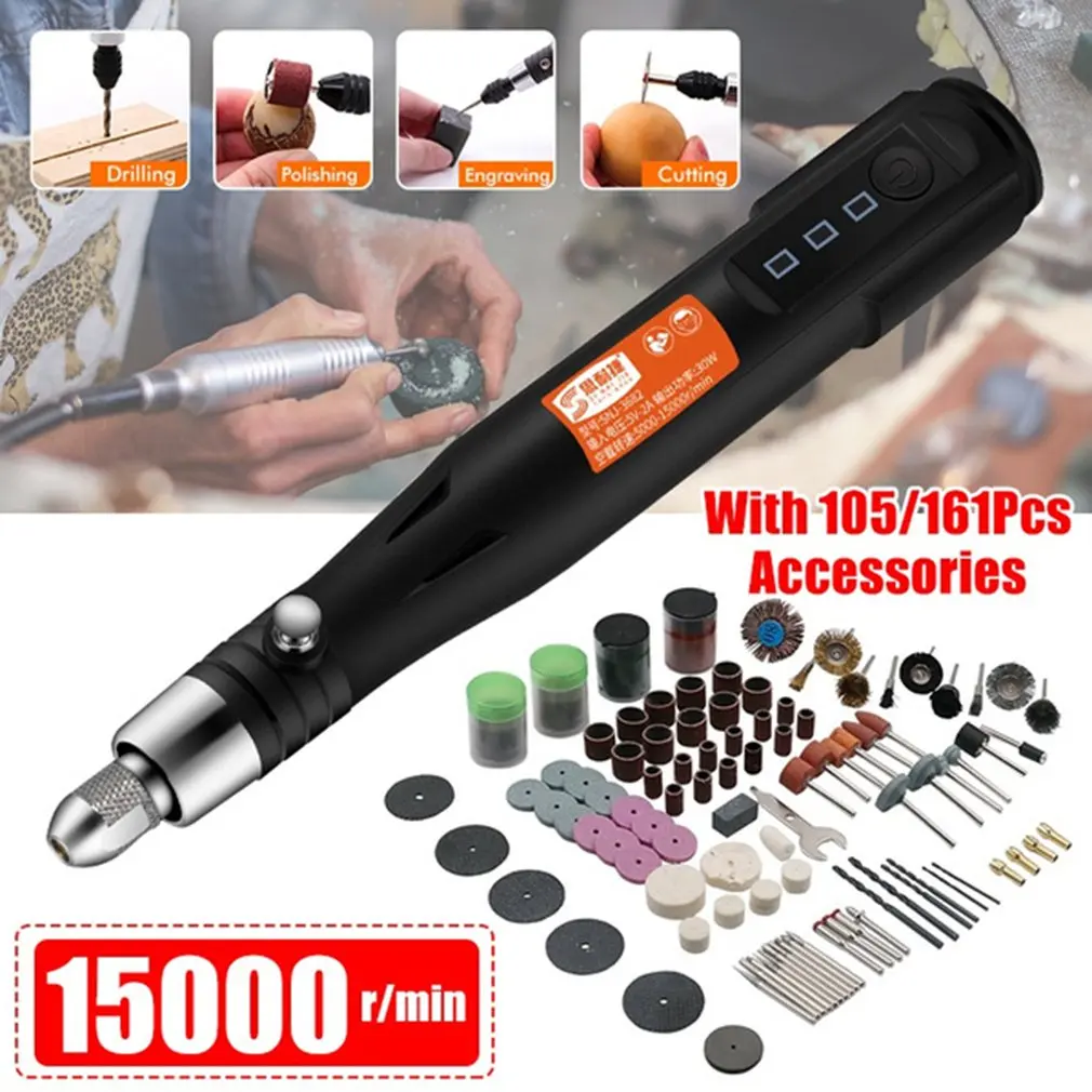 

Rotary Tools Accessories DIY Set USB Mini Electric Grinder Drill Engraving Carving Pen Polishing Machine Hand Drill Set