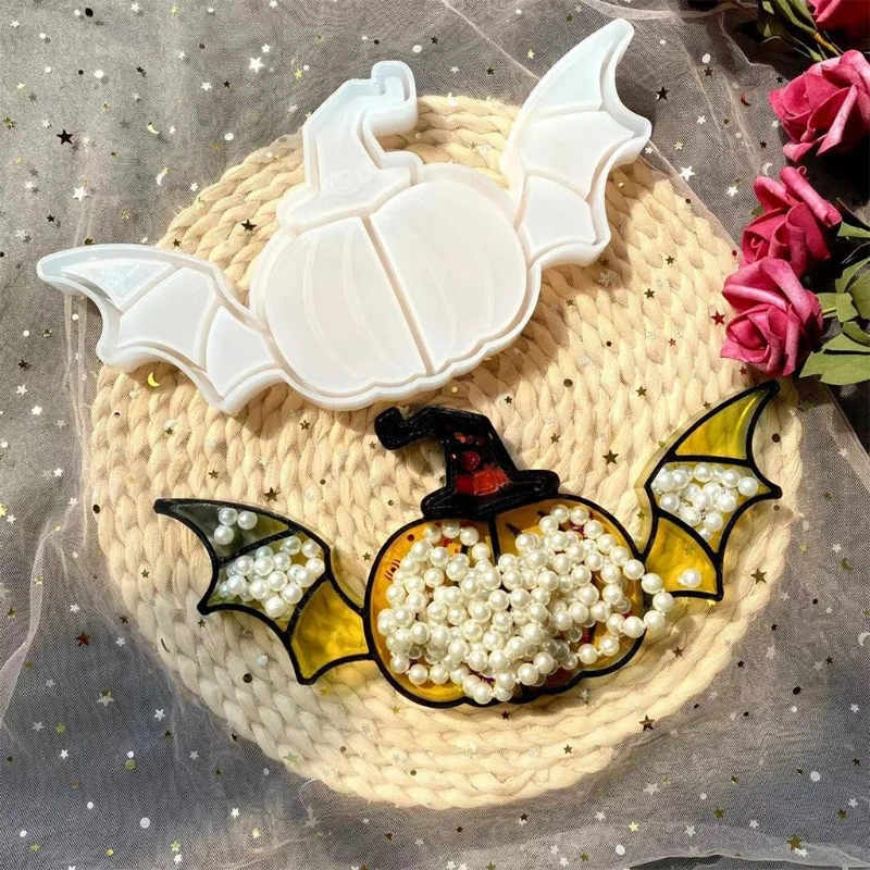 

Bat Box Epoxy Resin Mold Halloween Storage Tray Silicone Mould DIY Crafts Jewelry Cosmetic Trinket Holder Casting Tools