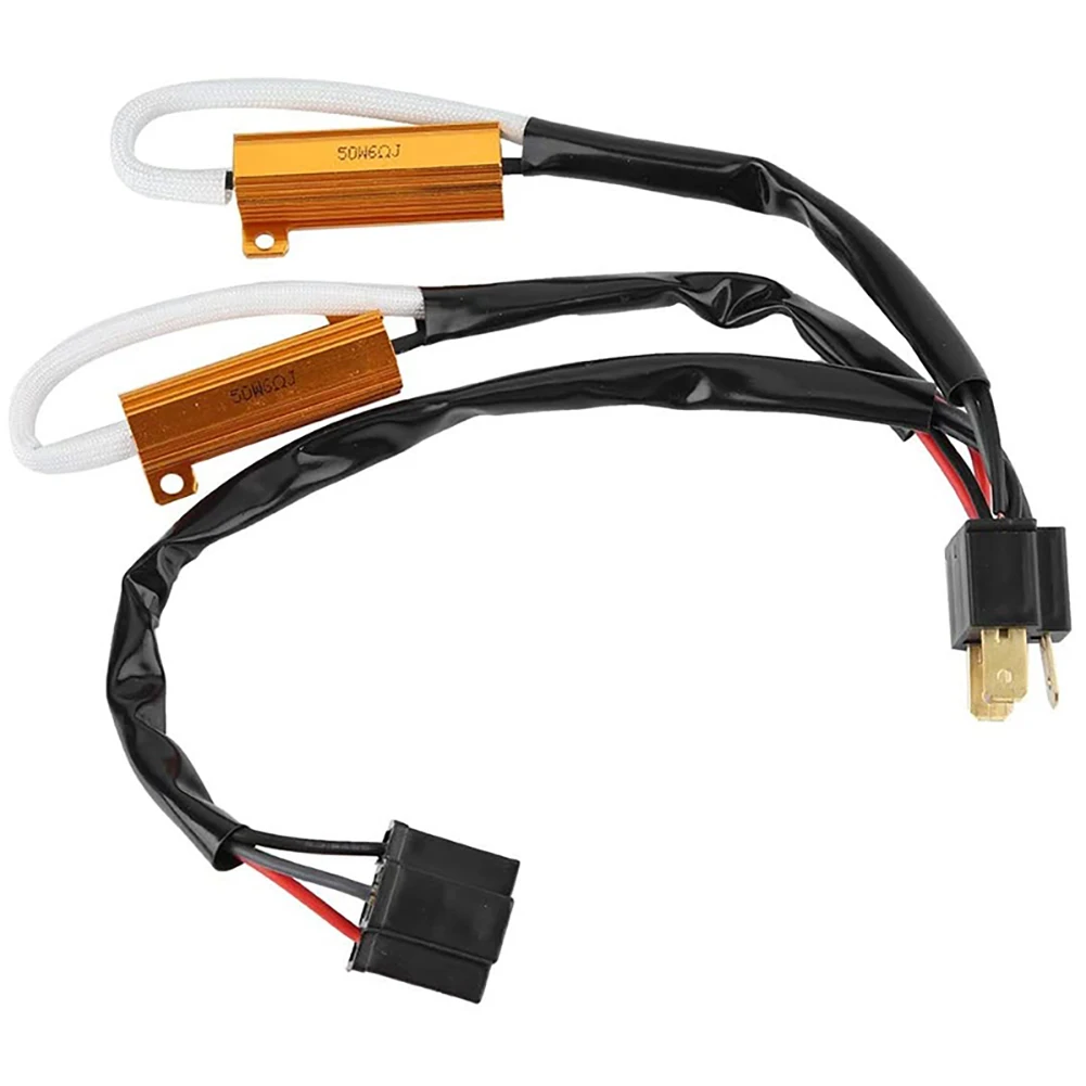 

2PCS H4/9003 HID 50W 6ohm/8ohm LED Headlight Bulbs Canbus Decoder Error Canceler Dual-Relays Load Resistors H/L Beam H4 9007