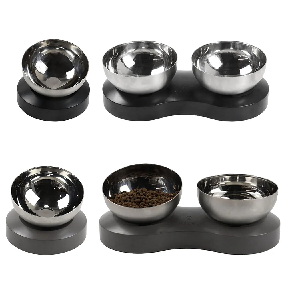 

Двойная одинарная зернистая чаша для кошек и собак из нержавеющей стали