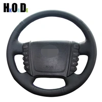 hand sewing steering wheel cover black pu leather car steering wheel covers wrap for ssangyong rexton rexton w rodius