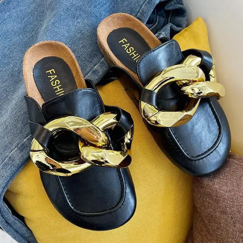 Брендовые дизайнерские женские тапочки модные большие сандалии с золотой