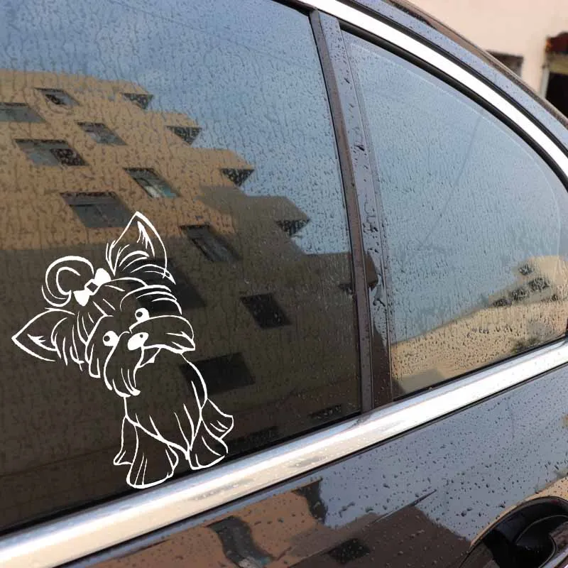 

Car Sticker Motorcycle Sticker Cute Dog Sticker Funny Dog Window PVC Waterproof Sun Protection Black/Silver 12.2x17.3cm