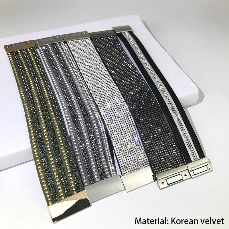 M &amp G Блестящий панк браслет черный зеленый из искусственной кожи роскошный