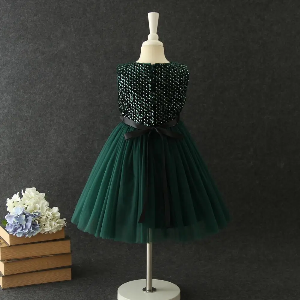 Рождественское платье с блестками и жемчужным поясом зеленые свадебные платья