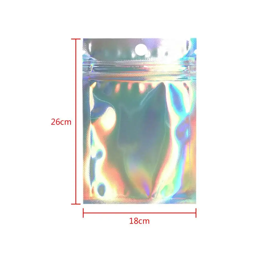 

100pcs Reusable Aluminum Foil Zip Storage Bag With Hanging Hole Party Favor Food Storage Cosmetic Bag
