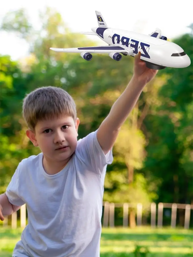 

Electric Stimulated Airplane 360 Degree Rotation Colorful Light Automatic Lift Passenger Aircraft Model Impact Protective Toys