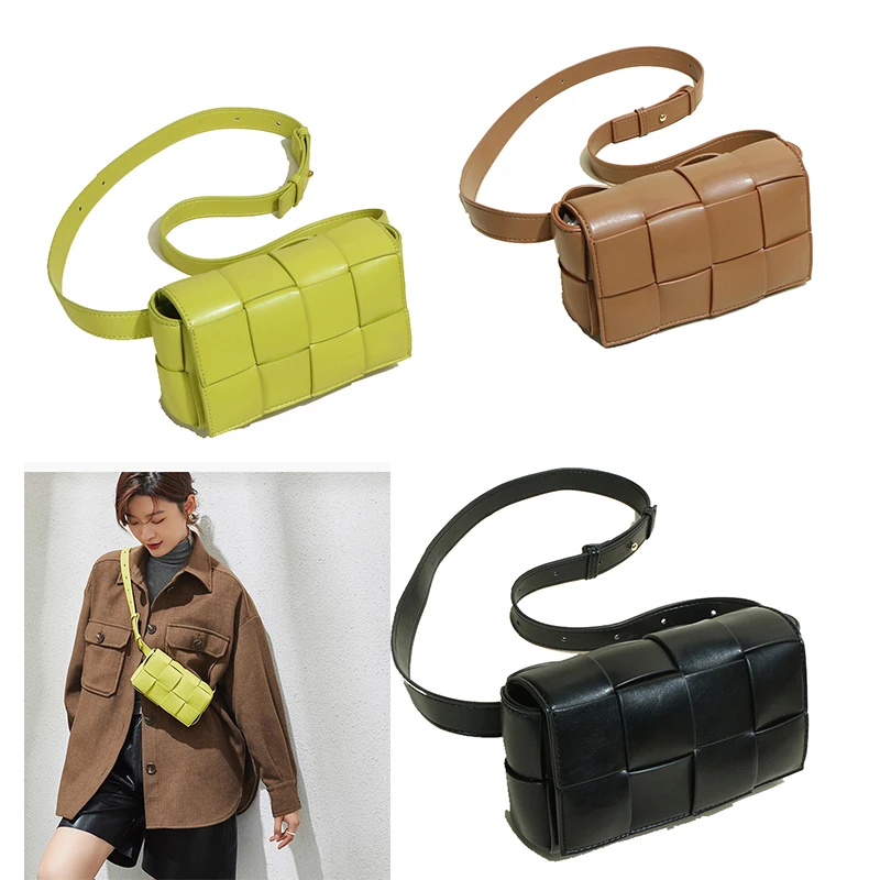 

Small Woven Belt Bag Women 2021 New Designer Shoulder Bag Braided Chest Bag Mini Waist Bag Summer Stylish Crossbody Messenger Ba