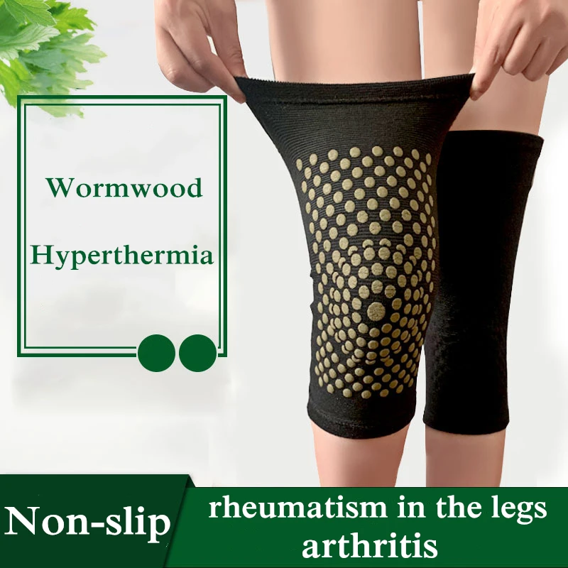 2Pcs Self Heating wormwood Knee Pads Knee Brace Warm for Arthritis Joint Pain Relief and Injury Recovery Belt Knee Massager