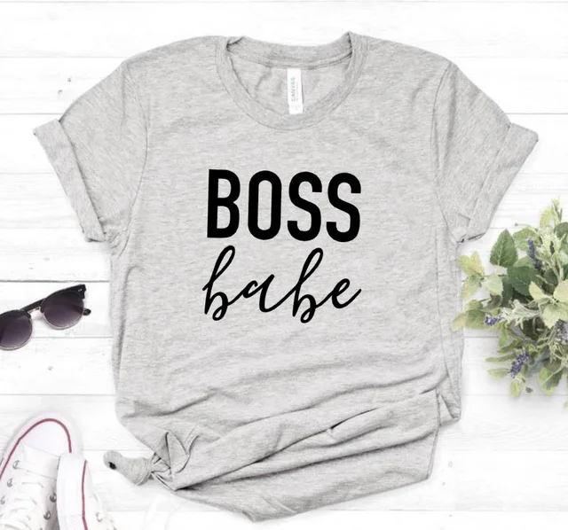 Gray Boss lady baby, женский с надписью, футболка, смешные изделия из хлопка, футболка для леди, топ, футболка, хипстер, Tumblr, Прямая поставка, футболки - Цвет: Gray