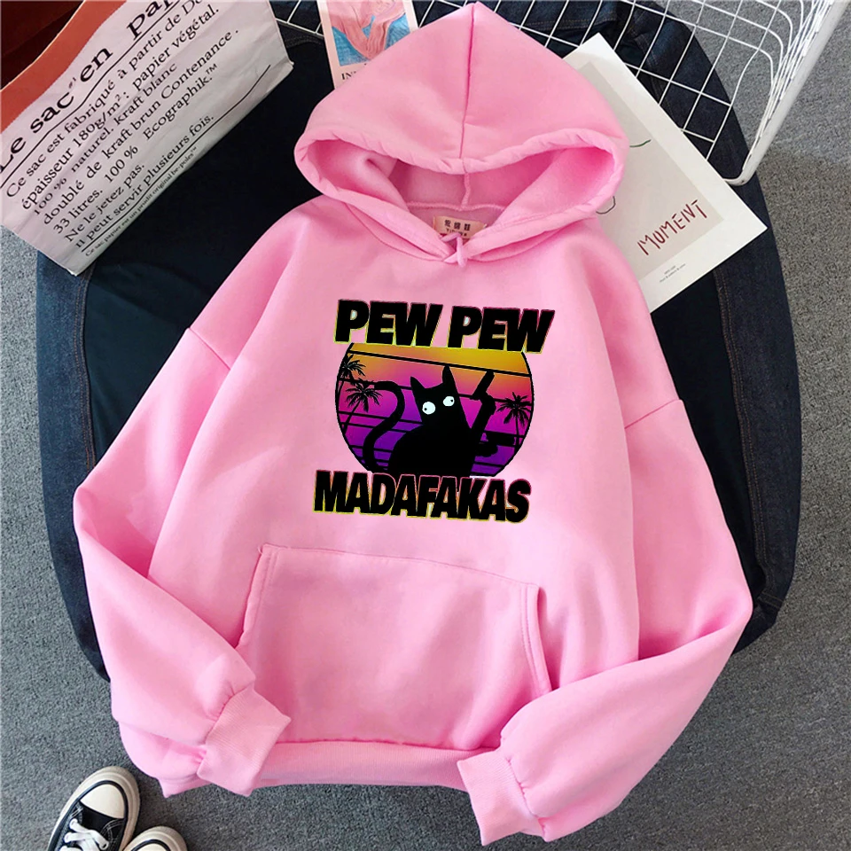 

7 Colors Solid Hoodies Pew Pew Madafakas Oversized Hooded Woman Sweatshirt Casaul Pocket Loose Pew Pew Madafakas Female Hoodies