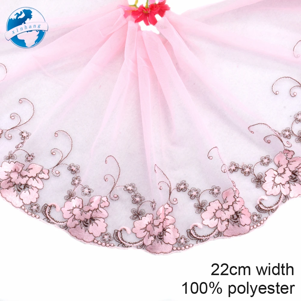 22 см полиэстер Кружева Вышивка Французский кружевной ленты ткань гипюр diy