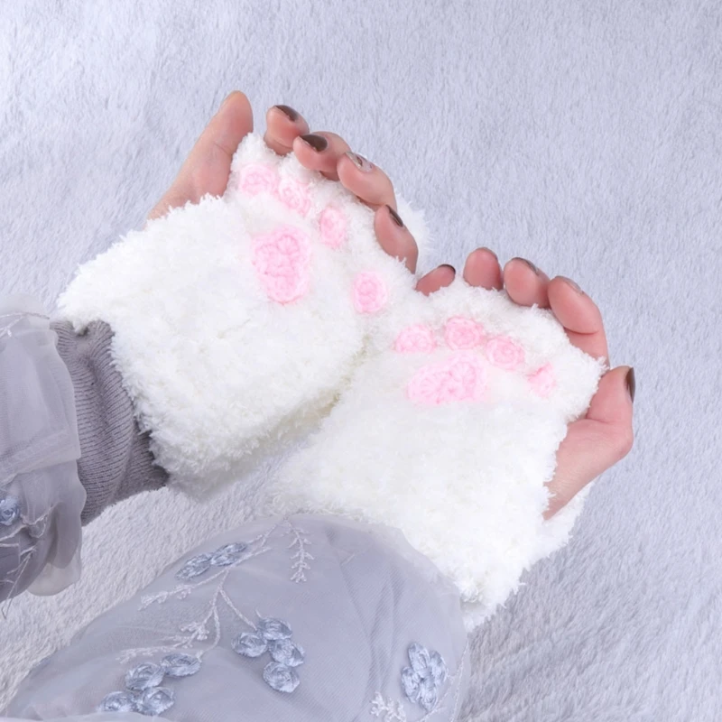 Плюшевые варежки в виде медведя Симпатичные пушистые перчатки кошачьих лап