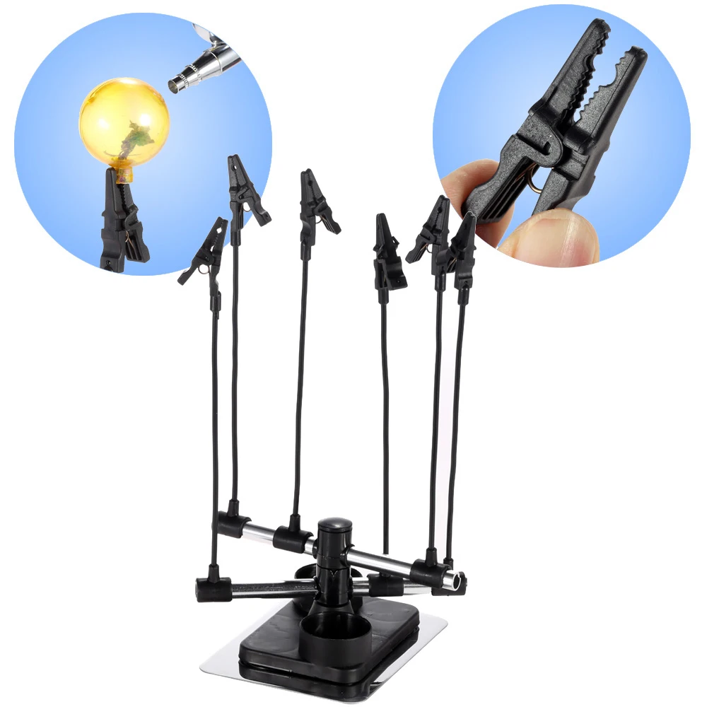 

6 Clips Airbrush Hobby Model Holder 6 Alligator Clip Stand Holders Auto Painting Booth Airbrush Spray Painting Tool