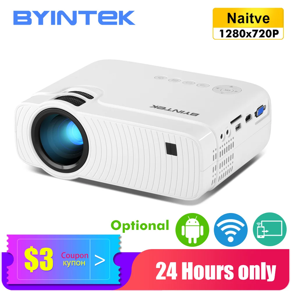Мини проектор BYINTEK K2 1280x720P умный видеопроектор Android Wifi портативный светодиодный