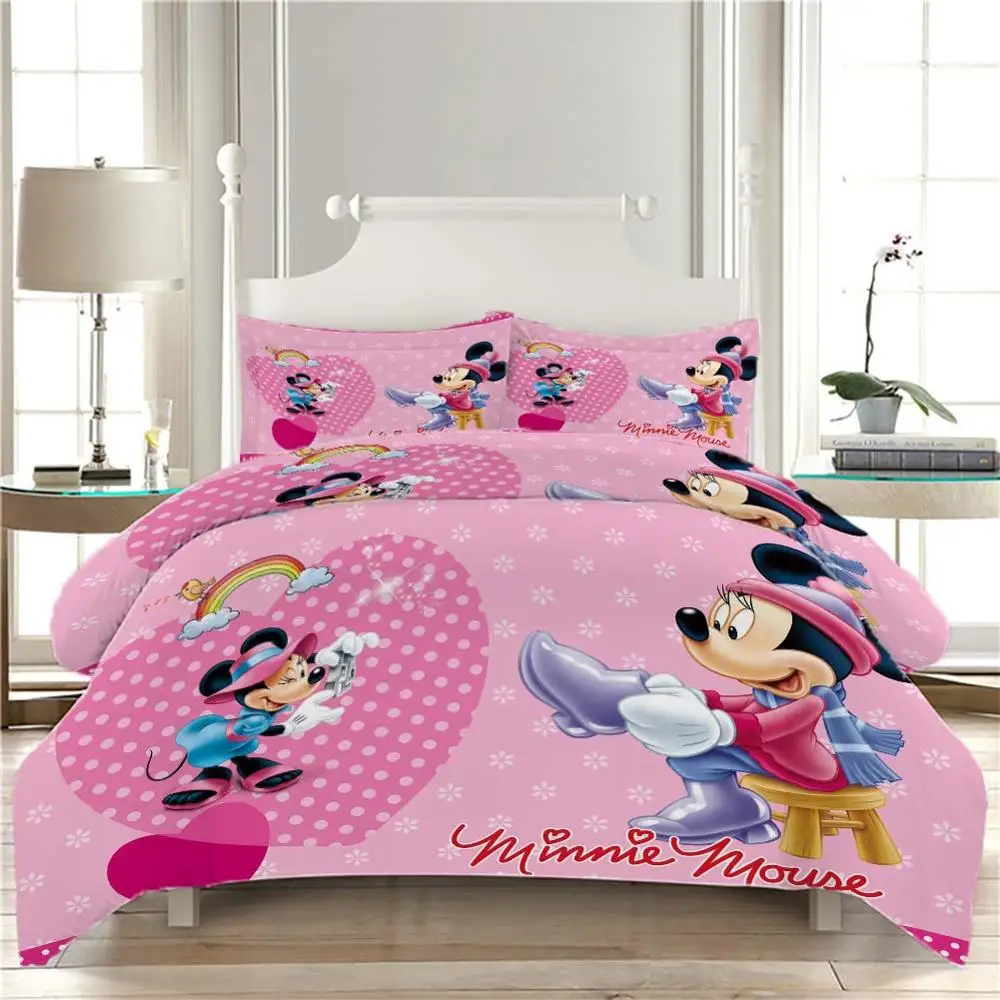 Микки Маус пара радужных постельные принадлежности одеяло пододеяльник набор