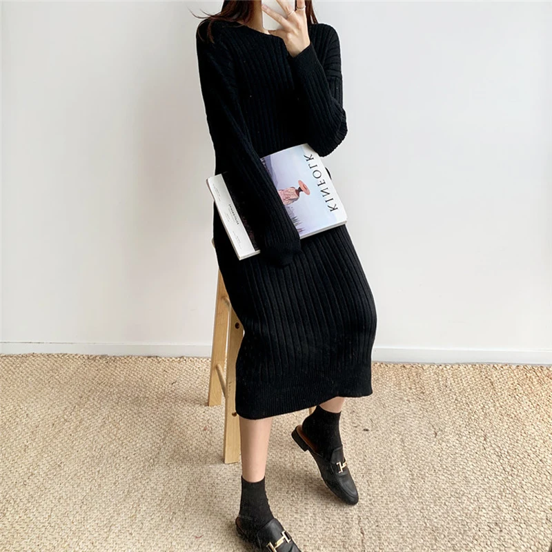 BGTEEVER элегантное прямое осенне-зимнее платье с капюшоном женское платье-свитер