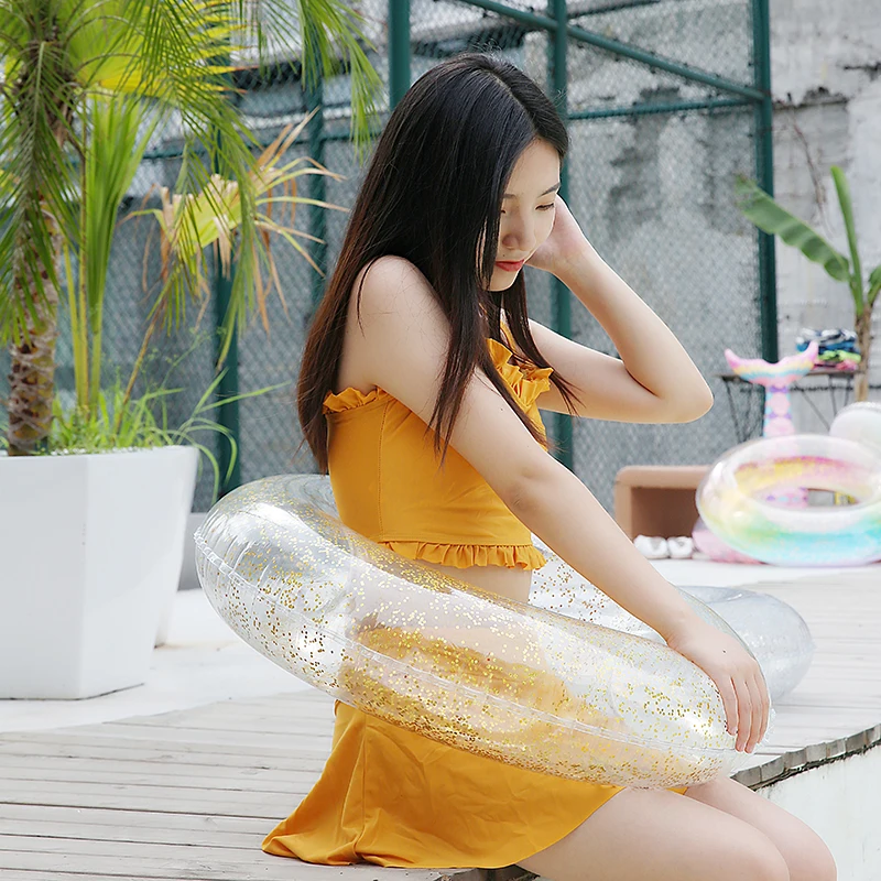 Фитнес 1 шт. Пластик надувные блестками плавательные круги буй для взрослых и