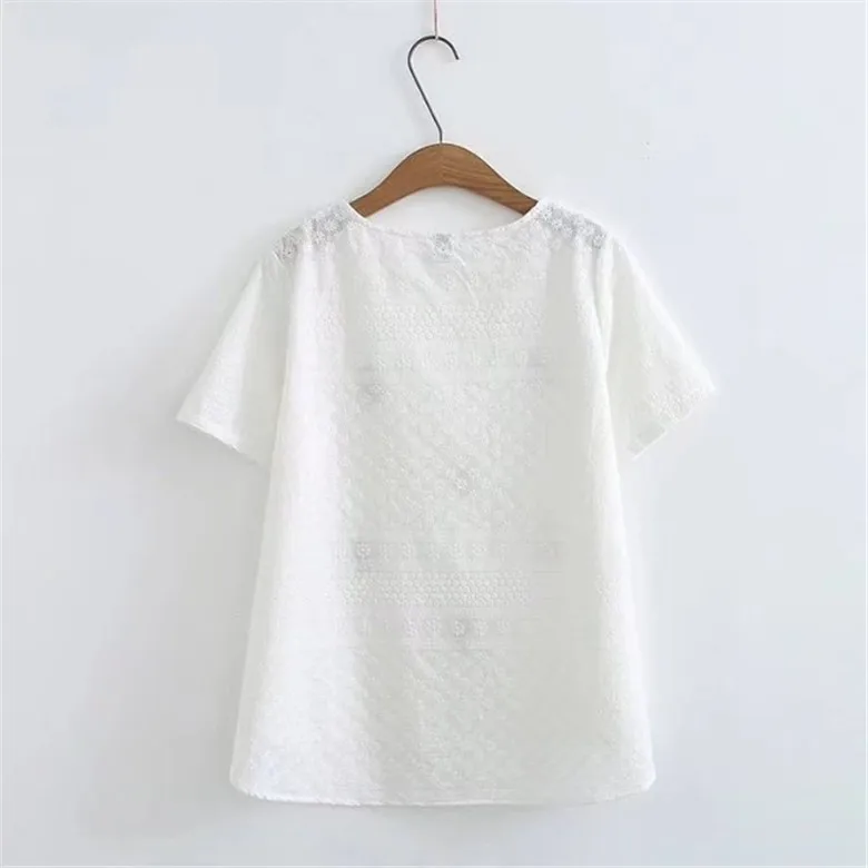 Женские топы с вышивкой размера плюс летняя футболка коротким рукавом 2020