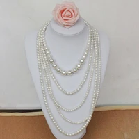 necklace imitation pearls five layers long necklace sweater chain stylish
