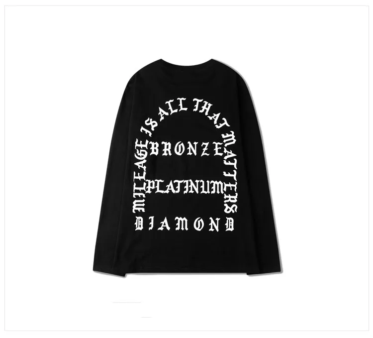 Ulzzang корейский стиль High Street бренд Kanye Кокосовая футболка с длинным рукавом буквенный принт пара оверсайз S~ 3XL - Цвет: Black2