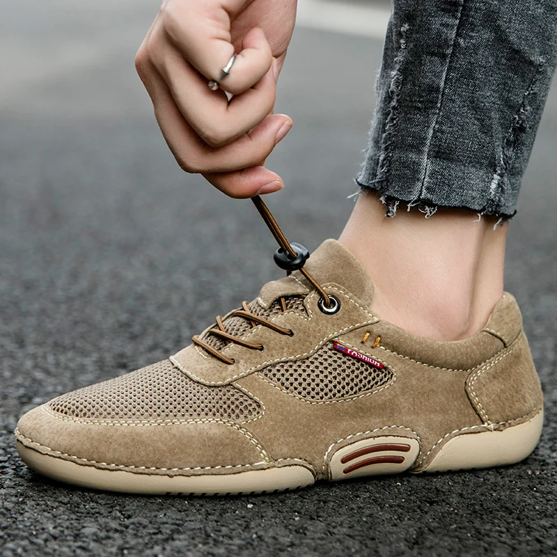 

Men's Shoes Casual Leather Suede Shoes Fashion Loafers For Men Moccasins Retro Italian Designer Male Breathable Mesh Sneakers