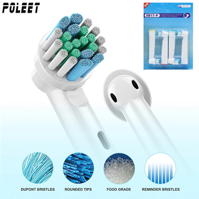 Poleet 8PCS Electric Tooth Brush Head EB17-P for Braun Oral B SB17A SB-17A Soft Bristle Vitality Dual Clean Professional Care | Бытовая