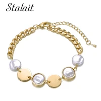 bracelets for women wholesale cuban link bracelet golden round shaped pearl new luxury designer charms for bracelets jewelry