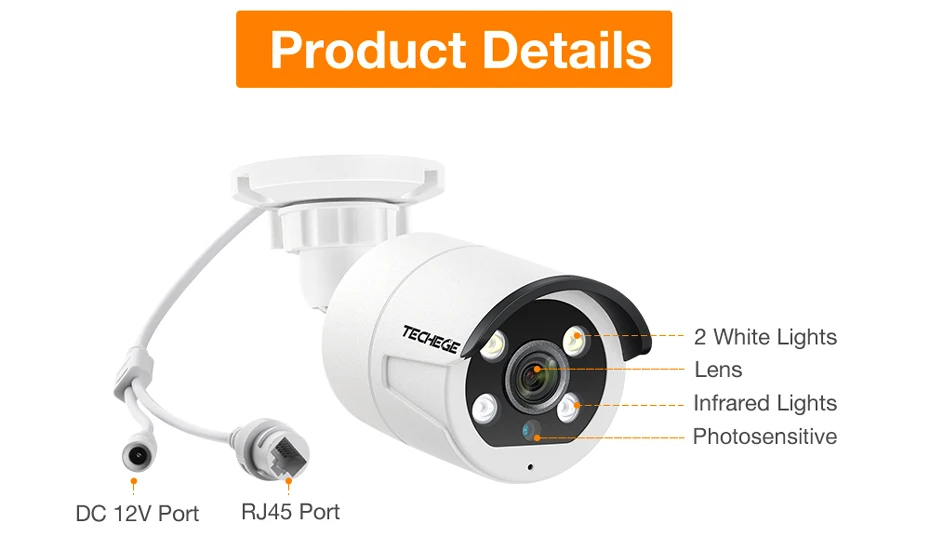 Techege HD 1080P 4CH видеокамера s система двухстороннее аудио 2MP Водонепроницаемая ip-камера гуманоидное Обнаружение 4CH 1080P POE NVR комплект видеонаблюдения