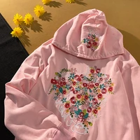 japanese new floral embroidery women hoodies autumn winter oversize hooded oversize streetwear sweatshirts preppy style hoodie