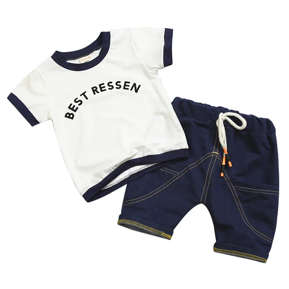 

Cotton Boy Sets Fashion Newborn Clothes Suit Cool Kids Clothing O-neck Tops+ Casual Pants Baby Outfits Boy Toddlers 4 Colors