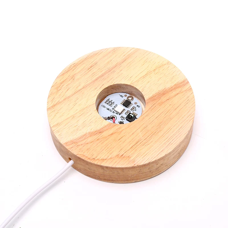 

Adjustable Color Wood LED Light Dispaly Base with Remote Crystal Resin Art Decor