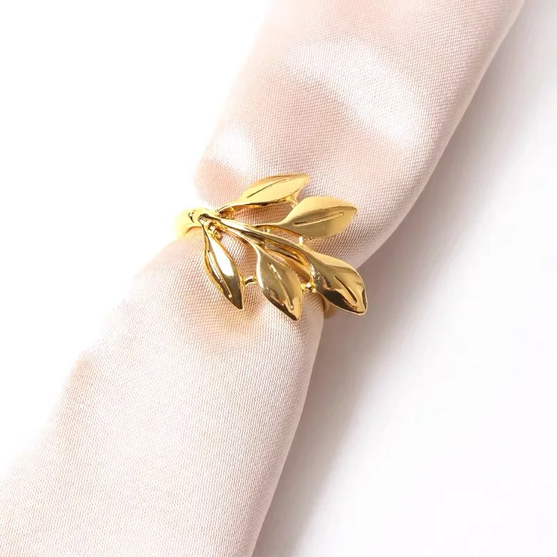 

6pcs/lot Leaves Napkin Rings Gold Silver Christening Bangle Napkin Holder Wedding Gifts Baptismal Shower Party Decor Dropship