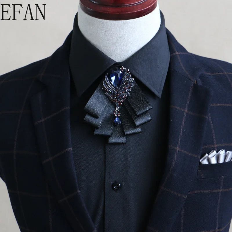 Высококачественный тканевый галстук бабочка со стразами воротник цветок