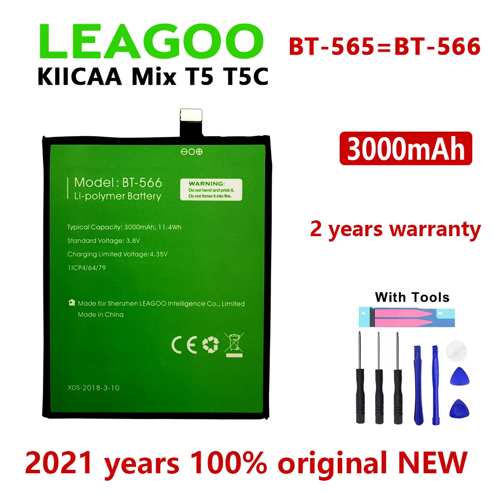 

Новый 100% Оригинальный BT-566 3000 мА/ч, Батарея для Leagoo KIICAA Mix T5 T5C BT565 мобильный телефон в наличии батареи Bateria с инструментами