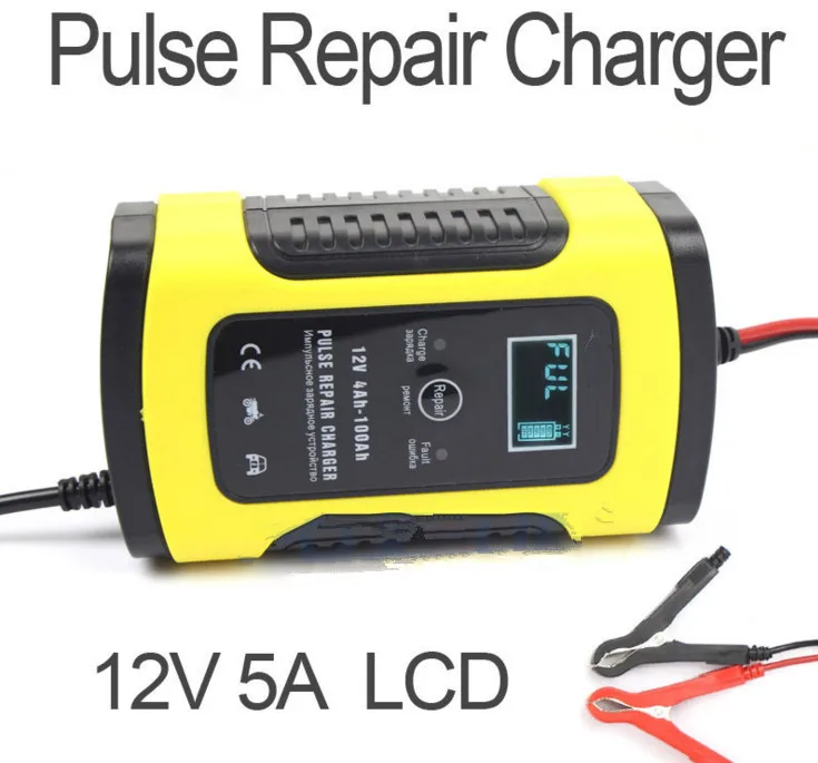 Automatic Smart 12V Car Battery Charger 5A With LCD Display With Auto Pulse Repair Function For AGM GEL Wet Lead Acid