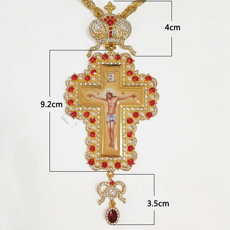 Православное нагрудное ожерелье с крестом позолоченное ювелирное изделие