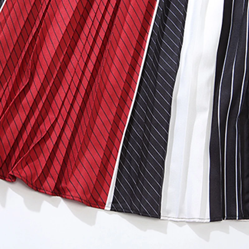 

Spring New Woman Elegant Suits Black Knitted Top Pleated Mid Skirt Sets Ladies Party Suits Set Woman