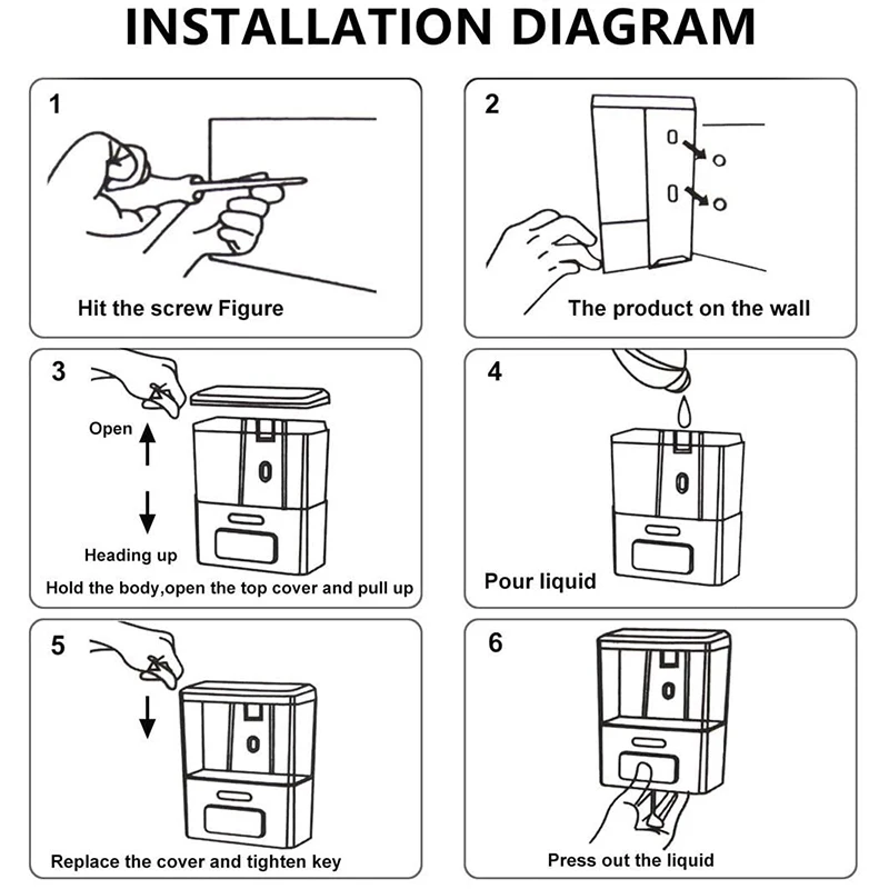

Manual Soap Dispenser Wall Mounted Commercial Soap Dispenser Soap/Shampoo and Hand Soap Dispenser for Kitchen Bathroom