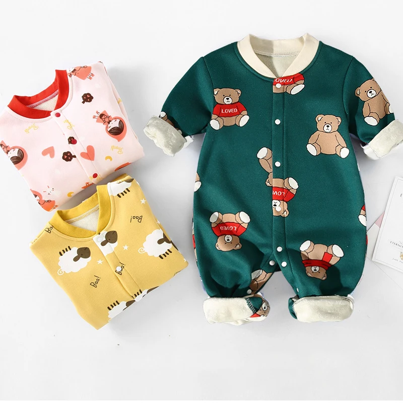 

Winter Baby Romper For Baby Boy Girl Newborn Warm Clothes Infant Cute Cartoon Jumpsuit Overall 0-1Y ropa baby recien nacido