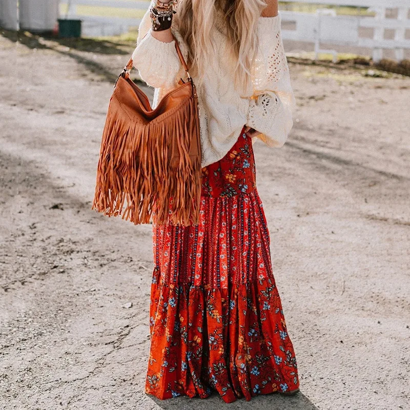 

Z-zoux Women Skirt Vintage All Match High Waist Skirt Women Plus Size Long Printing Beach Skirts For Women 2021 New Fashion