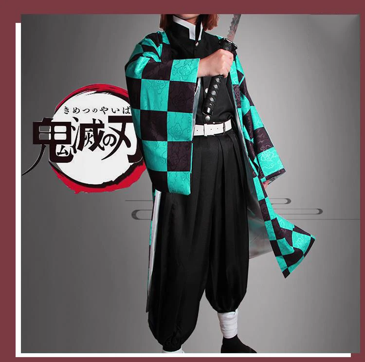 Аниме! Demon Slayer: Kimetsu no Yaiba Kamado Tanjirou Кимоно Готическая униформа косплей костюм на Хэллоуин Любой Размер