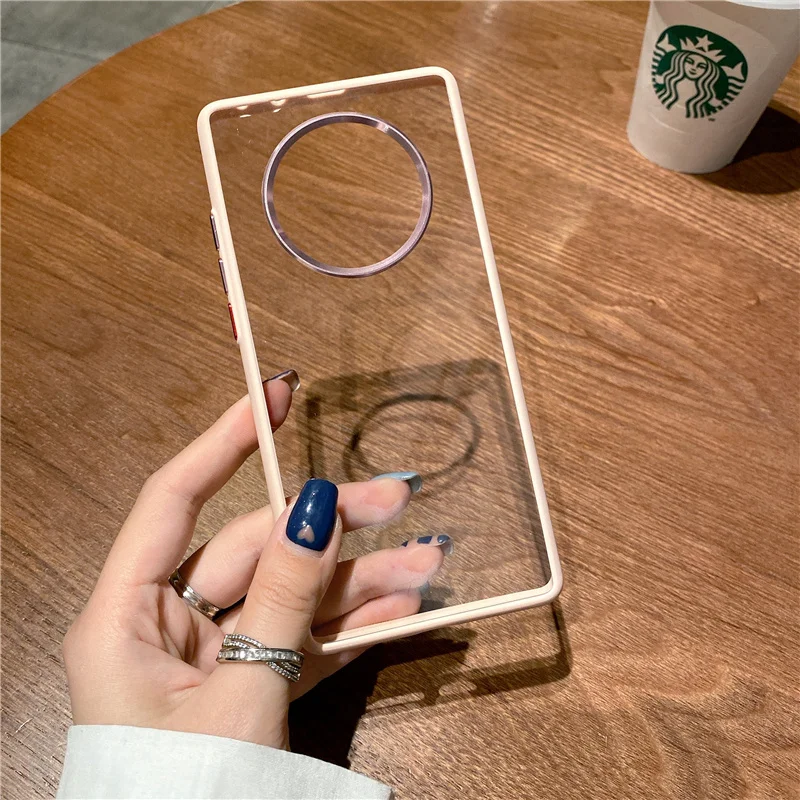 

Fashion Blank Clear New Case For Huawei Mate 40 Pro USlim Hard Back Cover Metal Camera Roll Shockproof Girely For He Women Wife