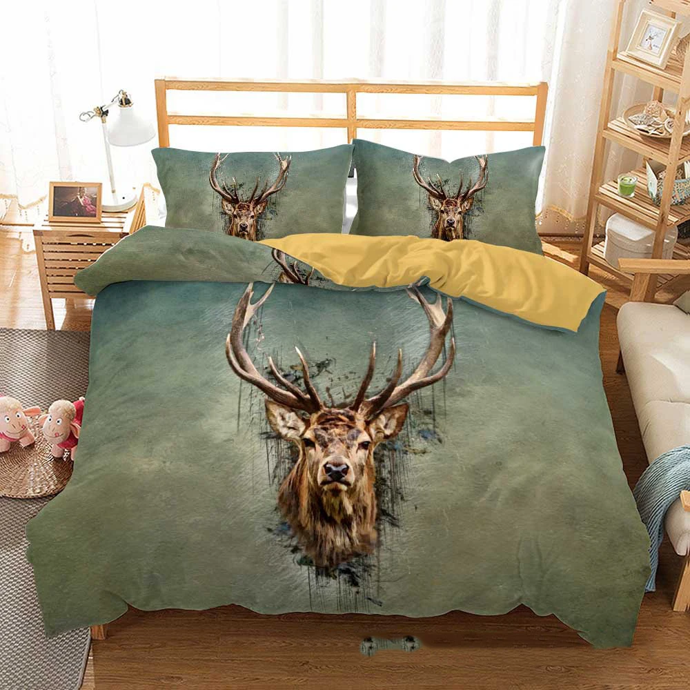 Комплект постельного белья с рождественским оленем 2/3 шт. пододеяльник из мягкой