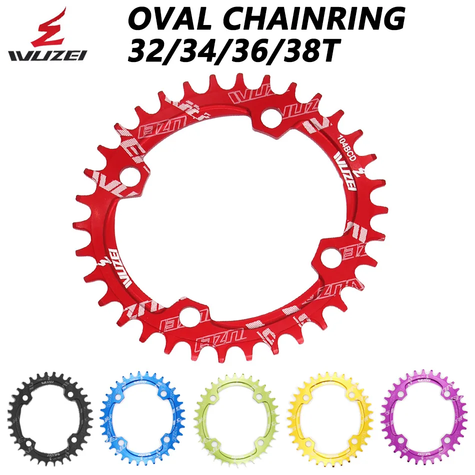 WUZEI 104BCD овальная узкая широкая Цепь 32 T/34 T/36 T/38 T MTB велосипедная Звездочка круг шатунная пластина велосипед из алюминиевого сплава запчасти
